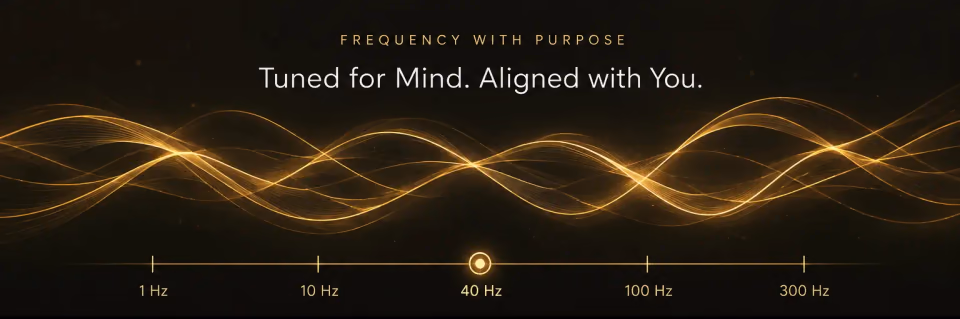 Golden frequency lines above a scale marked from 1 Hz to 300 Hz
