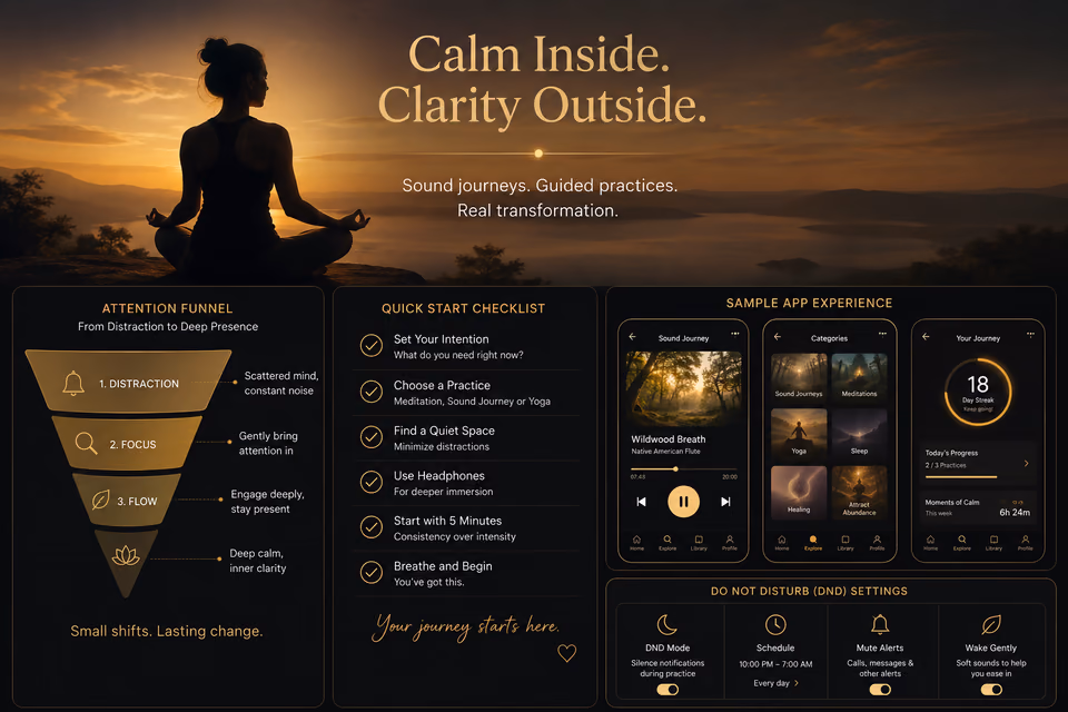 SoulFul GLO calm inside clarity outside guide with app experience and DND settings