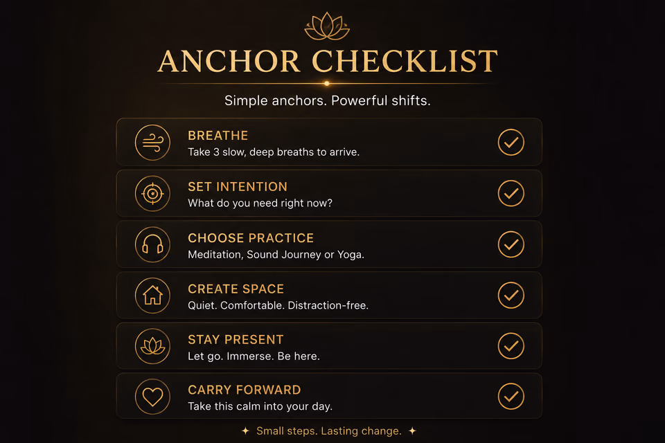 Anchor checklist with simple mindfulness anchors for daily presence