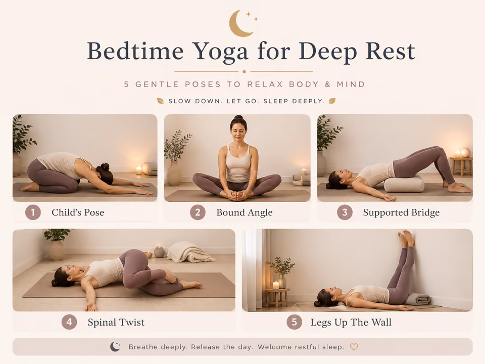 5 gentle and relaxing yoga poses for a bedtime sleep routine