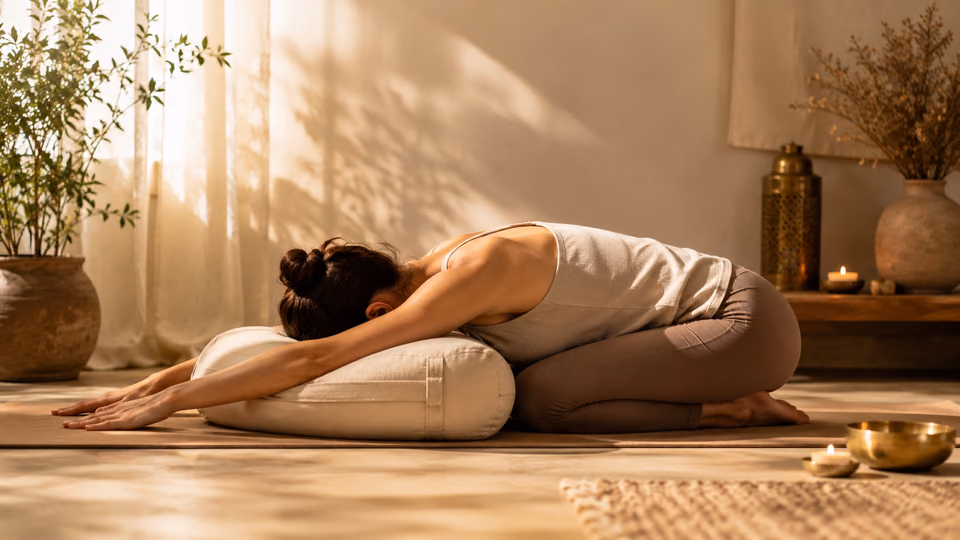 Gentle yoga practice paired with meditation for women's emotional balance