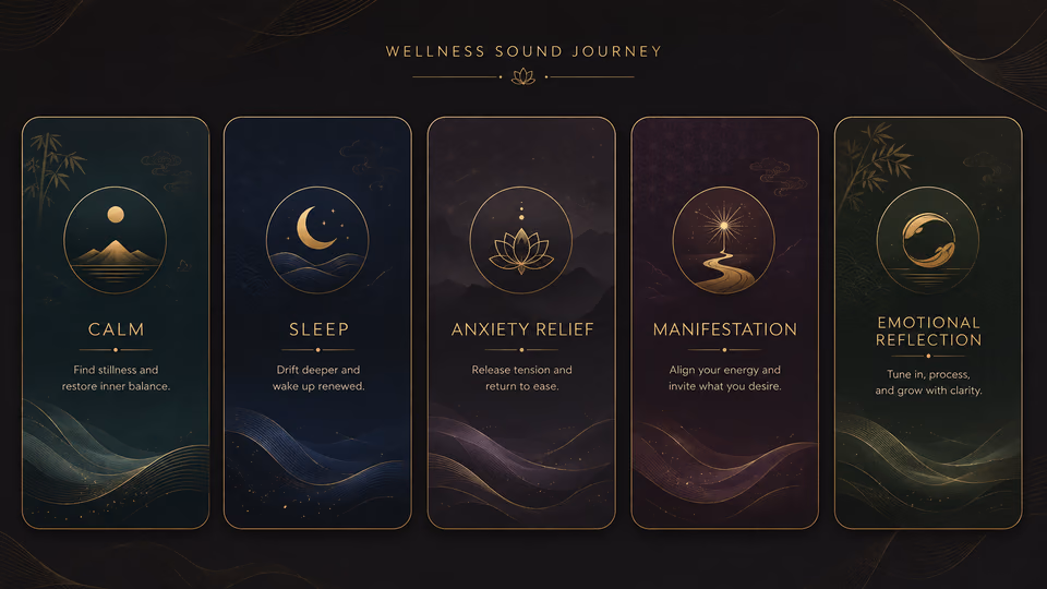 SoulFul GLO sound journey meditation use cases for calm, sleep, anxiety, manifestation, and reflection