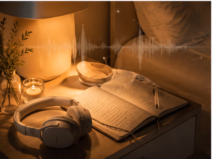 Guided sleep meditation and journaling for anxiety before bed