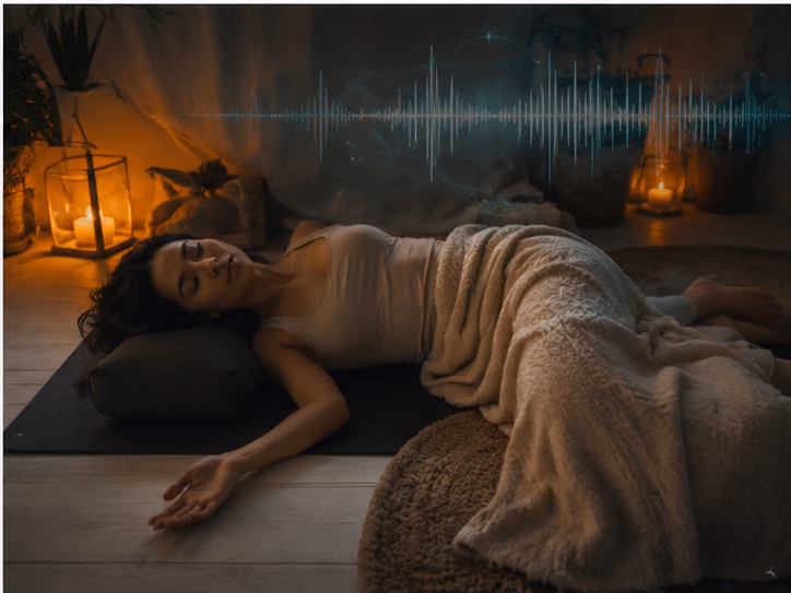 Gentle yoga before bed paired with sleep meditation for anxiety