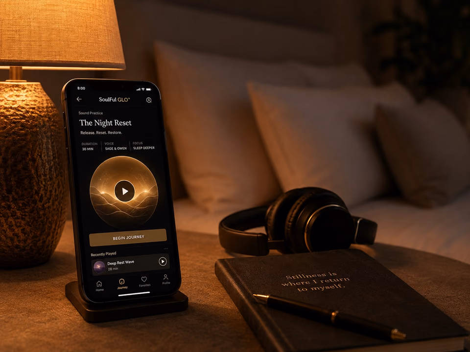 Sound healing app for bedtime calm, journaling, and meditation