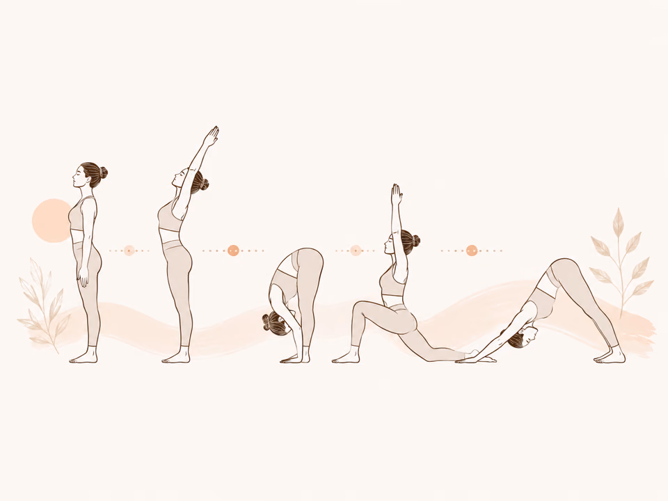 Minimal illustrated yoga pose flow sequence